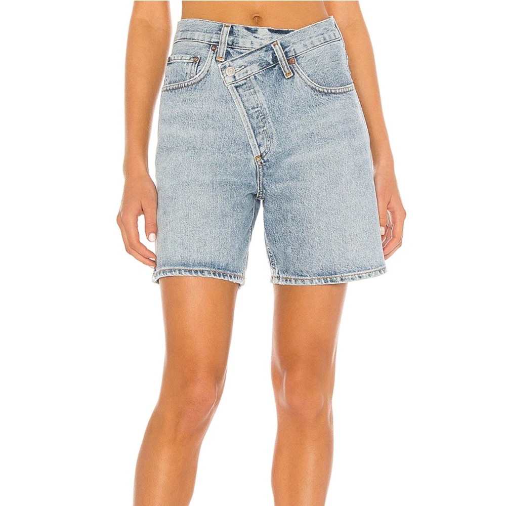 AGOLDE Criss Cross Asymmetrical Jean Shorts